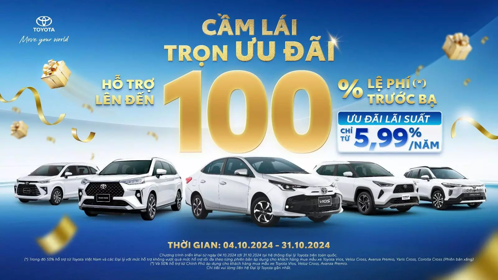 Chương trình ưu đãi hấp dẫn trong 5 năm cho xe Toyota.